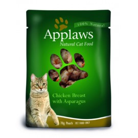 Applaws паучи для кошек с курицей и спаржей, Cat Chicken & Asparagus pouch, 70г